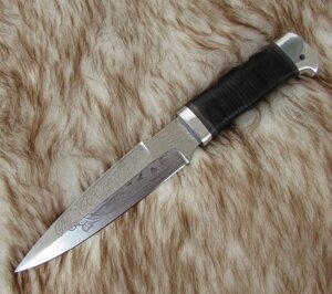 Нож туристический НС-37А с гравировкой (X50CrMoV15) рукоять с алюминиевыми вставками (Златоуст)
