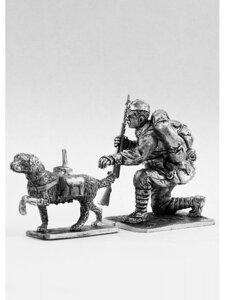Оловянный солдатик Боец – вожатый РККА с собакой