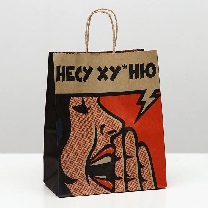 Пакет крафт с приколами "Несу", 22 х 12 х 27 см от компании Магазин сувениров и подарков "Особый Случай" в Челябинске - фото 1