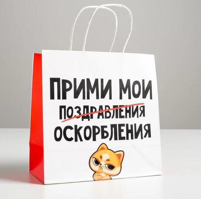 Пакет подарочный «Поздравления», 22 х 22 х 11 см от компании Магазин сувениров и подарков "Особый Случай" в Челябинске - фото 1