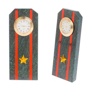 Подарочные часы "Погон майор ВС" камень змеевик