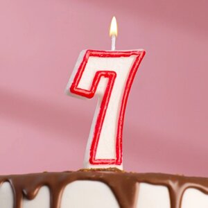 Свеча для торта цифра "7", ободок цветной, 7 см, МИКС