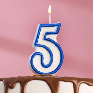 Свеча для торта цифра "5", ободок цветной, 7 см, МИКС в Челябинской области от компании Магазин сувениров и подарков "Особый Случай" в Челябинске