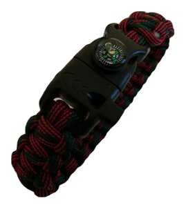 Тактический браслет "Следопыт" из паракорда со свистком, компасом и огнивом, 24,5х2 см