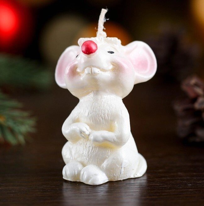 Свеча декоративная &quot;Мышка со снежинкой&quot;, микс, 446 см - доставка