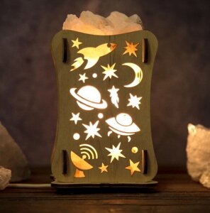 Соляной светильник "Космос", 9 х 16 см, деревянный декор