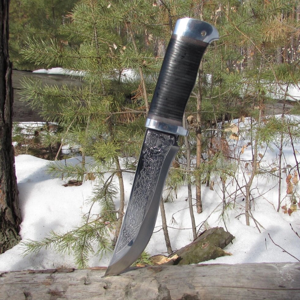 Охотничий нож НС-23А (40Х10С2М) гравировка, алюминиевые вставки (Златоуст) - описание