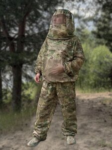 Камуфляжный антимоскитный костюм с полной защитой головы (Мультикам)