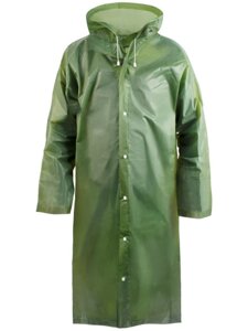 Плащ-дождевик Komfi ЭВА, 75х120 см., на кнопках, с капюшоном, зеленый, р-р 52-54