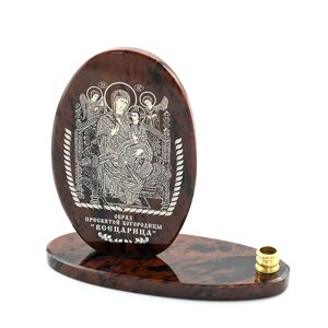 Икона из обсидиана овал со святыми Икона Божией Матери "Всецарица" 100*45*95 мм