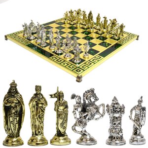 Шахматный набор "Крестоносцы" металлическая доска 45х45 см, фигуры золото-серебро