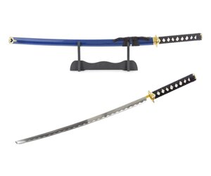 Самурайский меч Катана (синие ножны, гарда «золотое солнце»)