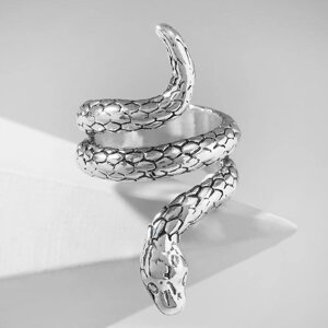 Кольцо "Змея" цвет серебро, безразмерное