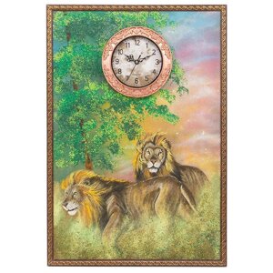 [117373] Часы с картиной "Львы" 45х65 см