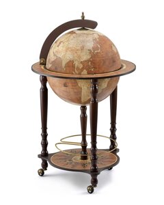 Глобус-бар напольный "Да Винчи" (диаметр сферы 40 см, 55х93 см, цвет орех, вес - 10,4 кг) Zoffoli U. 020