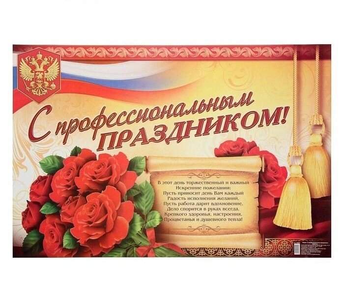 Плакат "С профессиональным праздником", 60х40 см. от компании Магазин сувениров и подарков "Особый Случай" в Челябинске - фото 1