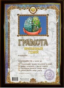 Почетная рамка "Признанный гений"