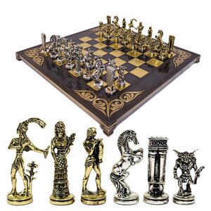 Подарочный шахматный набор "Минотавр" металлическая доска 38х38 см, фигуры золото-серебро Marinakis