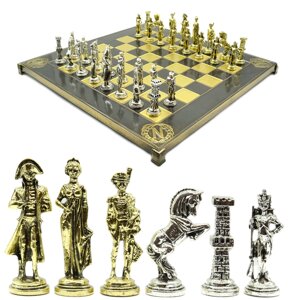 Шахматный набор "Наполеон" металлическая доска 38х38 см, фигуры золото-серебро Marinakis