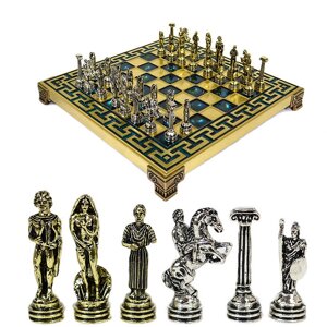Шахматы сувенирные с металлическими фигурами "Афина" 205*205мм. Marinakis