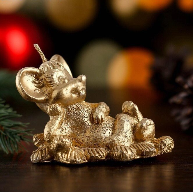 Свеча декоративная "Мышка на ветках", золотая, 7,556 см от компании Магазин сувениров и подарков "Особый Случай" в Челябинске - фото 1