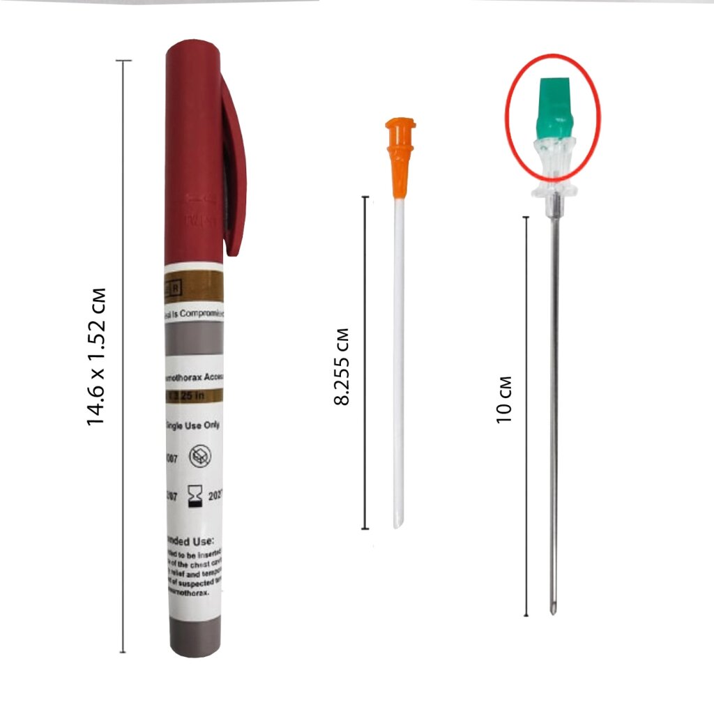 Тактическая декомпрессионная игла для пневмоторакса (10 см, красная) в футляре от компании Магазин сувениров и подарков "Особый Случай" в Челябинске - фото 1