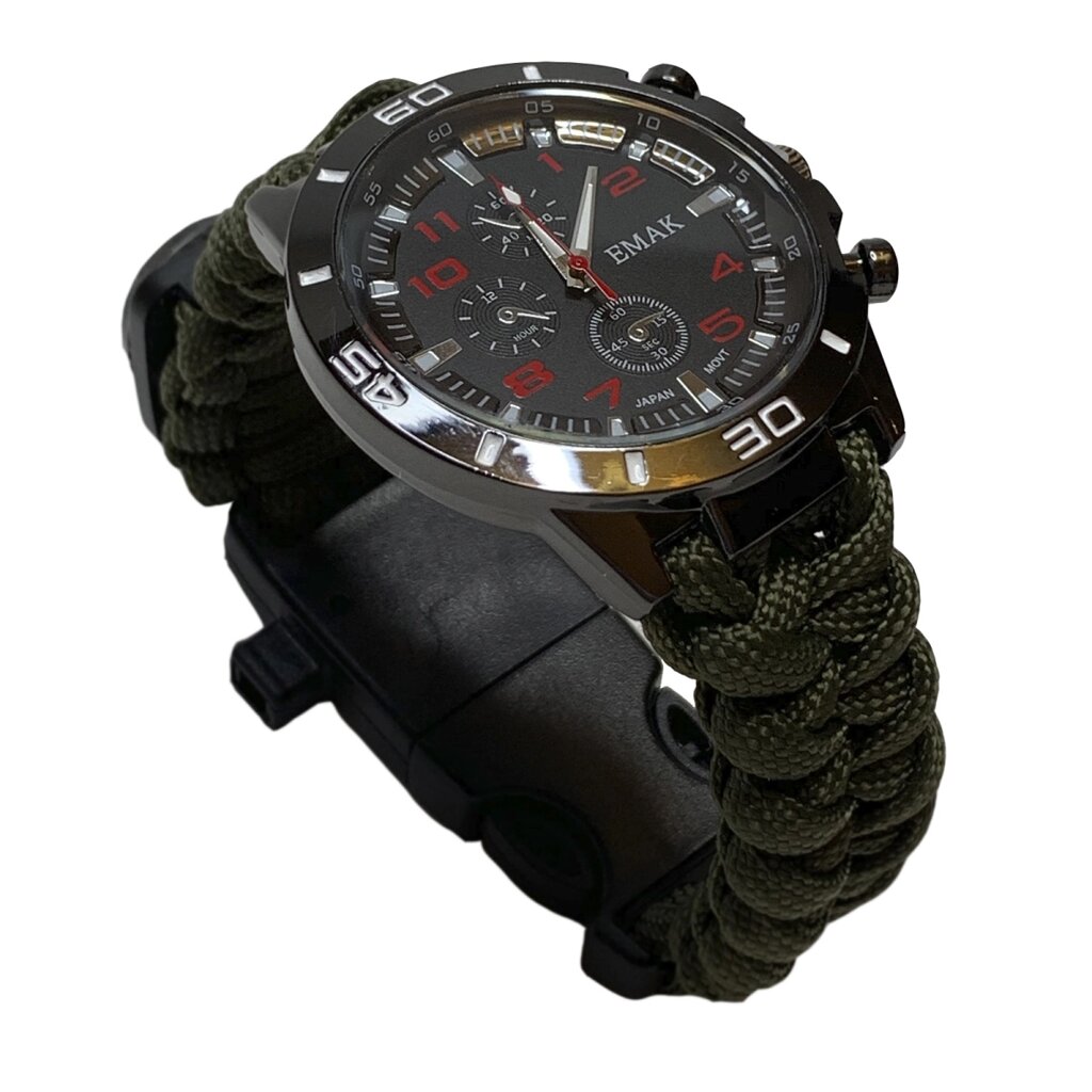Тактические часы с камуфляжным браслетом из паракорда от компании Магазин сувениров и подарков "Особый Случай" в Челябинске - фото 1