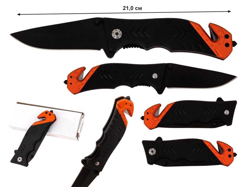 Тактический нож со стеклобоем Rescue Folder Black Blade от компании Магазин сувениров и подарков "Особый Случай" в Челябинске - фото 1