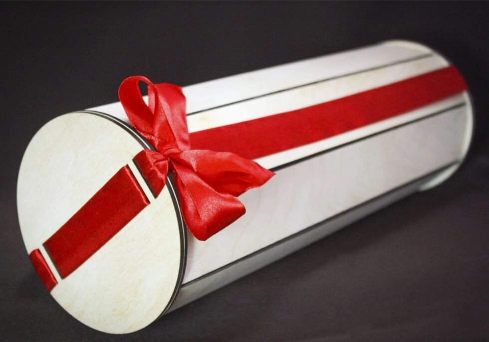 Тубус большой (d-12,5см; выс.36см) фанера 3мм, неокраш. (белый-красный) от компании Магазин сувениров и подарков "Особый Случай" в Челябинске - фото 1