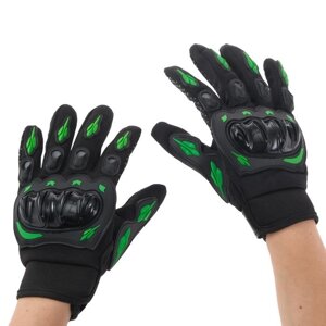 Защитные перчатки со вставками, черно-зеленый (размер XL)