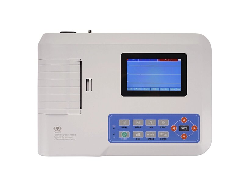 Электрокардиограф ECG300G - 12-канальный, автоматический и ручной режим, бумага 80 мм, ЖК дисплей 4,3 дюймов от компании ЛИДЕРМЕД - фото 1