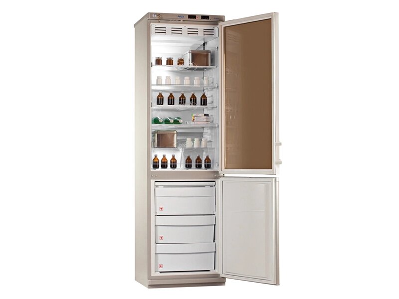 Холодильник лабораторный ХЛ-340 POZIS - ХЛ-340 (ТС) стеклянная тонированная+глухая дверь от компании ЛИДЕРМЕД - фото 1