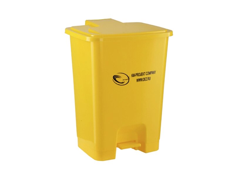 Контейнер многоразовый педальный для медицинских отходов - 30л. желтый класс Б от компании ЛИДЕРМЕД - фото 1