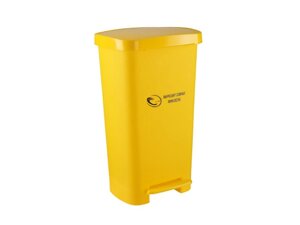 Контейнер многоразовый педальный для медицинских отходов - 50л. желтый класс Б