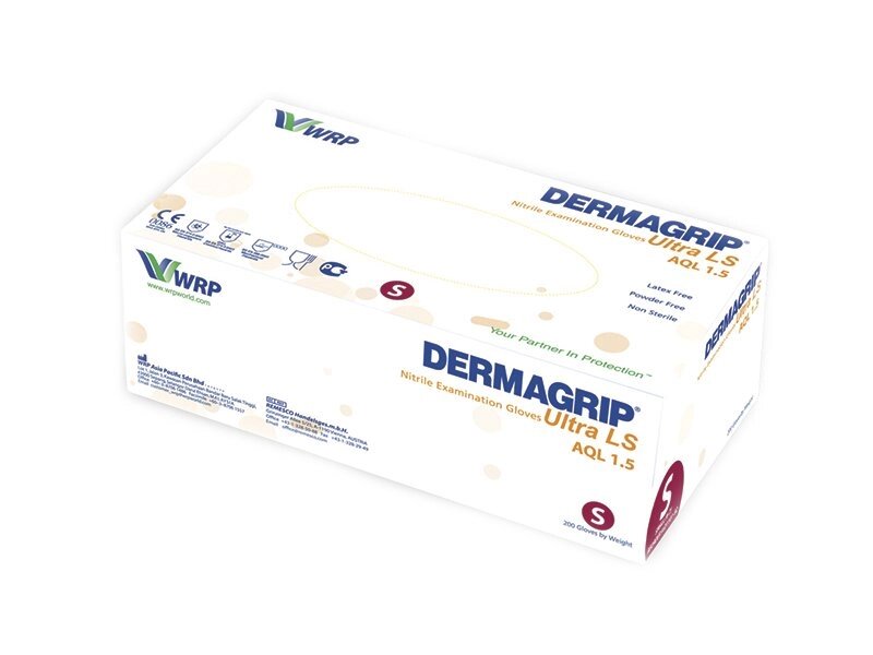 Перчатки нитриловые гипоаллергенные DERMAGRIP ULTRA LS неопудренные - XL от компании ЛИДЕРМЕД - фото 1