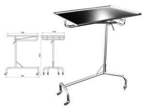 Столик инструментальный из нержавеющей стали передвижной хирургический СИО-01 - Мод. СИО-01 (Б-ус4) 740х510мм