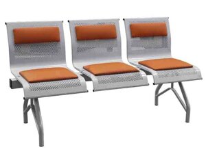 Секция стульев перфорированных с мягкими элементами «Стайл-М» - 3 секционная 530х1470х784мм