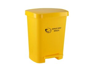 Контейнер многоразовый педальный для медицинских отходов - 15л. желтый класс Б