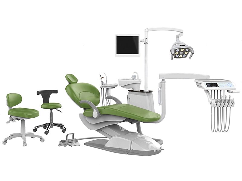 Стоматологическая установка с нижней подачей и с мягкой обивкой SILVERFOX 8000B-SRS0 - 2 стула в комплекте от компании ЛИДЕРМЕД - фото 1