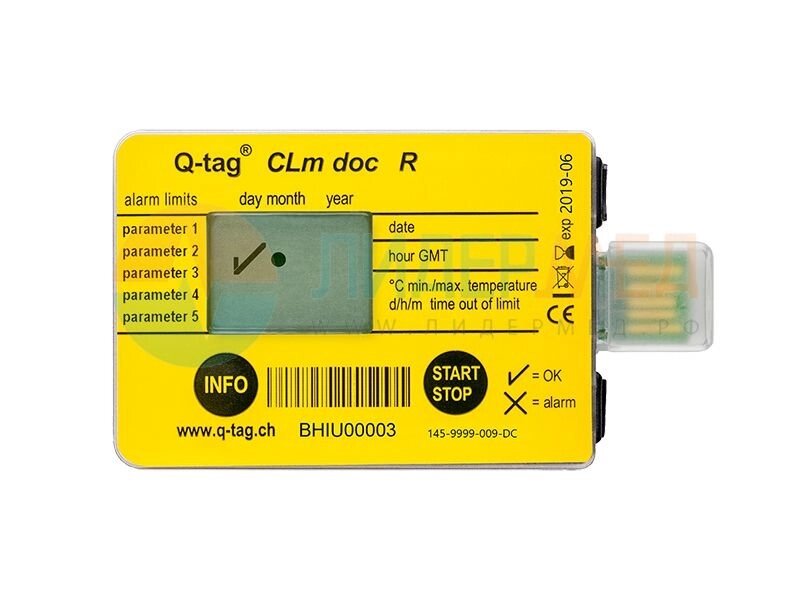 Термоиндикатор Q-tag CLm Doc R (Кью-тэг Цлм Док Р) многоразовый - от компании ЛИДЕРМЕД - фото 1