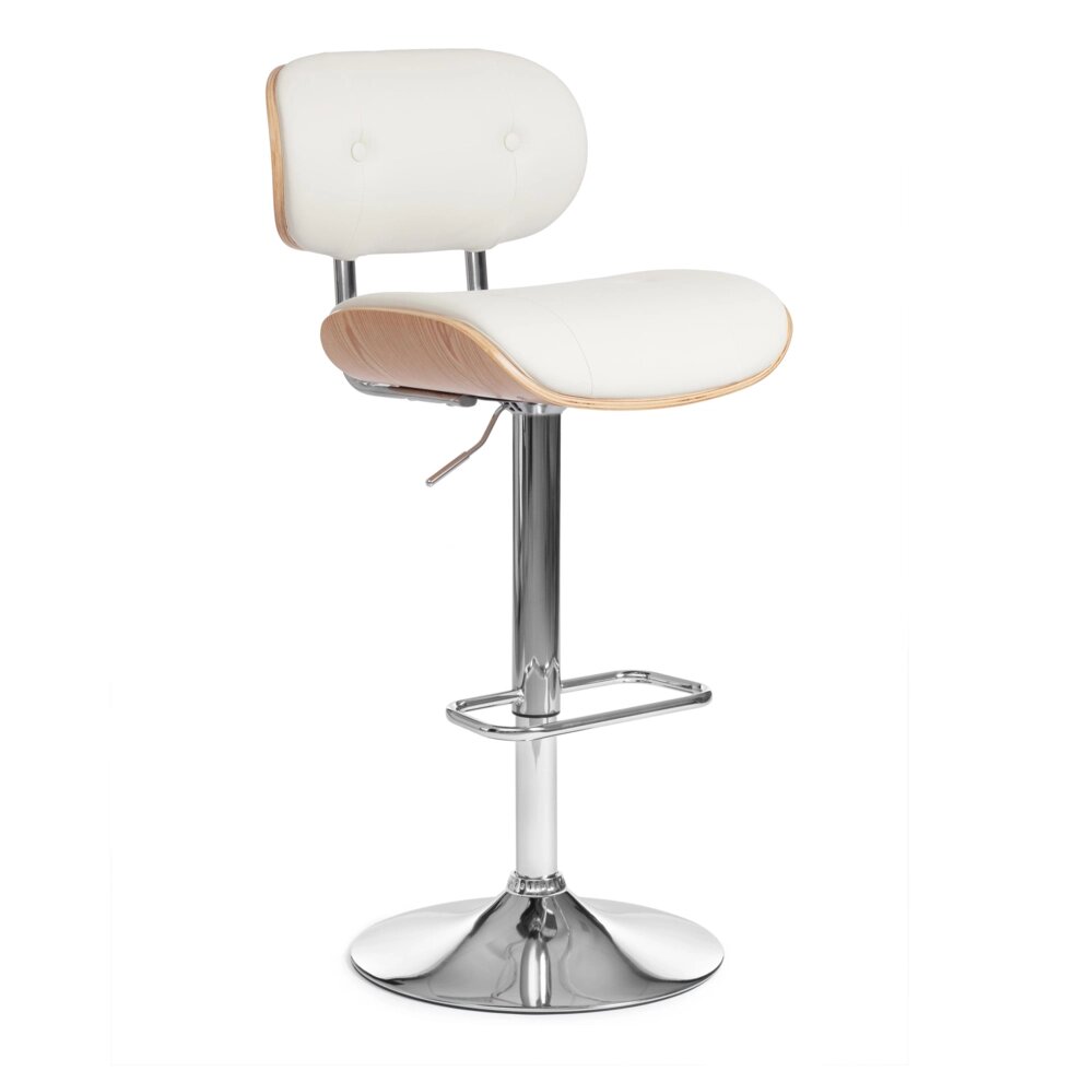 Барный стул DRAKAR (mod.4050) (белый/натуральный/хром) от компании Ассорти Мебель для ВСЕХ - фото 1