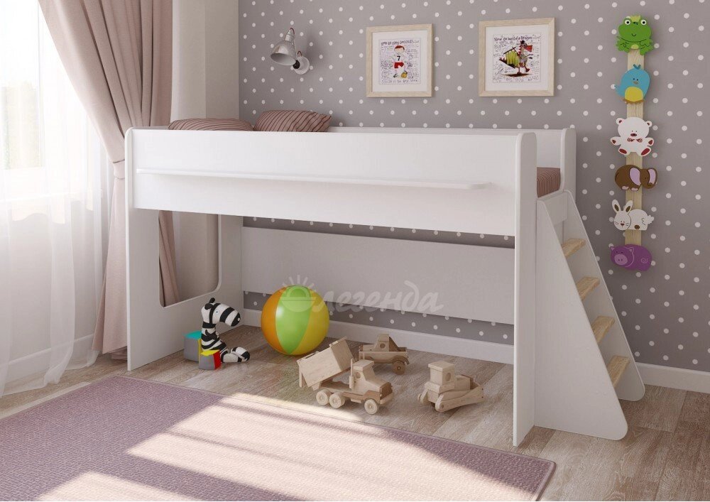 Детская кровать чердак Легенда 23.1 белая от компании Ассорти Мебель для ВСЕХ - фото 1