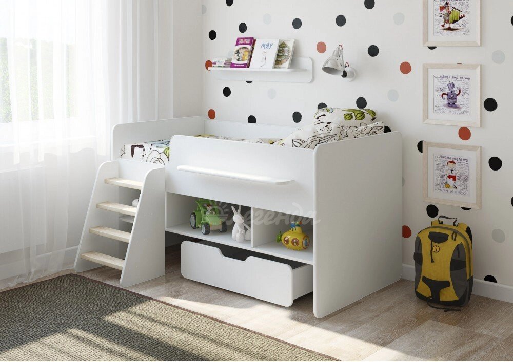 Детская кровать чердак  Легенда 6 белая от компании Ассорти Мебель для ВСЕХ - фото 1