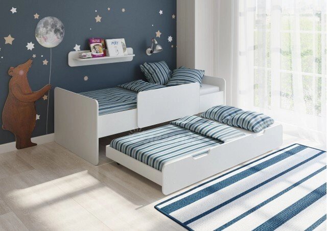 Детская выдвижная двухъярусная кровать Легенда 14.2 белая от компании Ассорти Мебель для ВСЕХ - фото 1