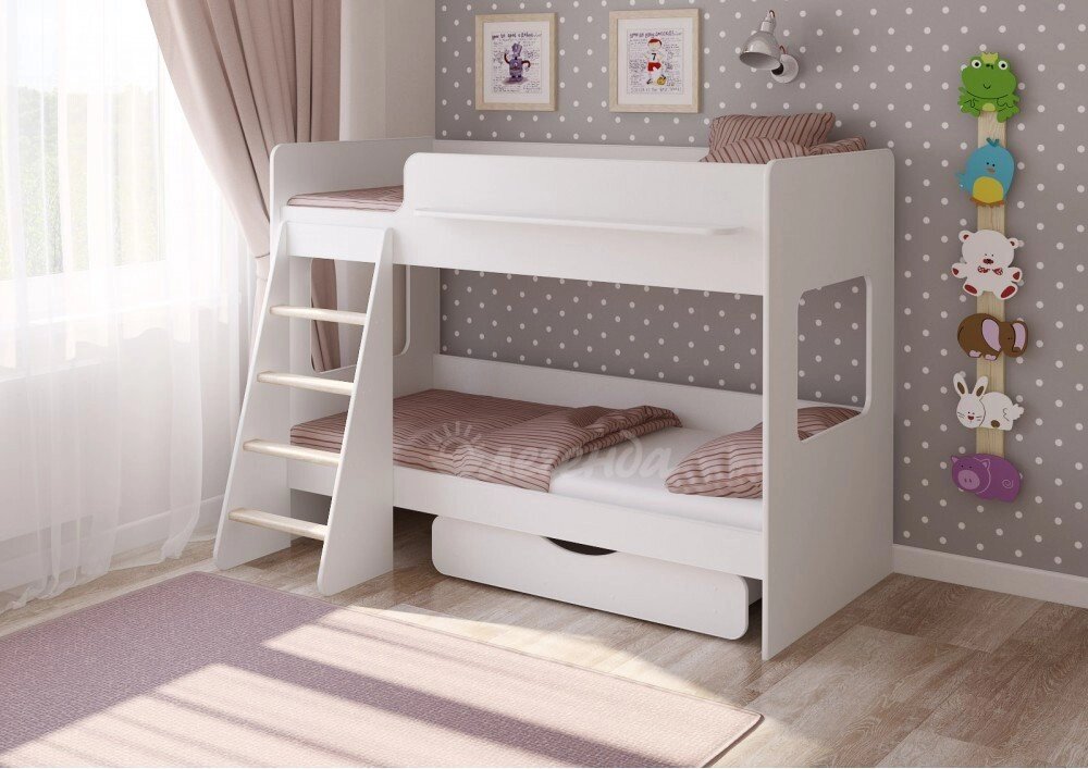 Двухъярусная детская кровать Легенда 25.2 белая от компании Ассорти Мебель для ВСЕХ - фото 1