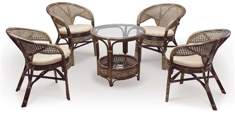Комплект из ротанга  "PELANGI" 4 кресла грецкий орех (Т) от компании Ассорти Мебель для ВСЕХ - фото 1