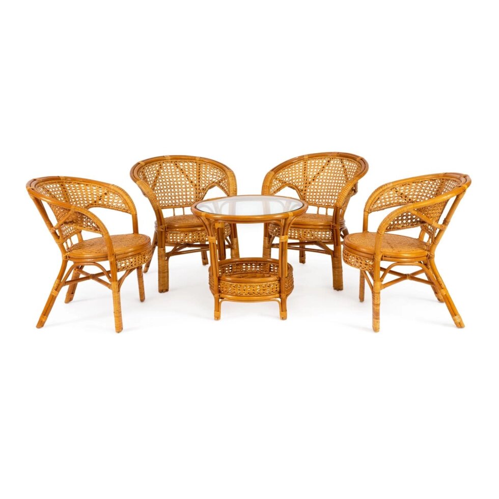 Комплект из ротанга  "PELANGI" 4 кресла мед (Т) от компании Ассорти Мебель для ВСЕХ - фото 1