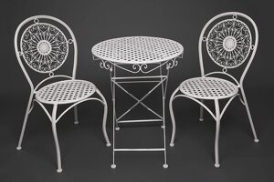 Комплект кованной мебели (стол + 2 стула) Secret de Maison "Patio-Gloria"белый)