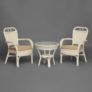 Комплект террасный «Andrea»2 кресла с подушкой + 1 столик)( TCH White)