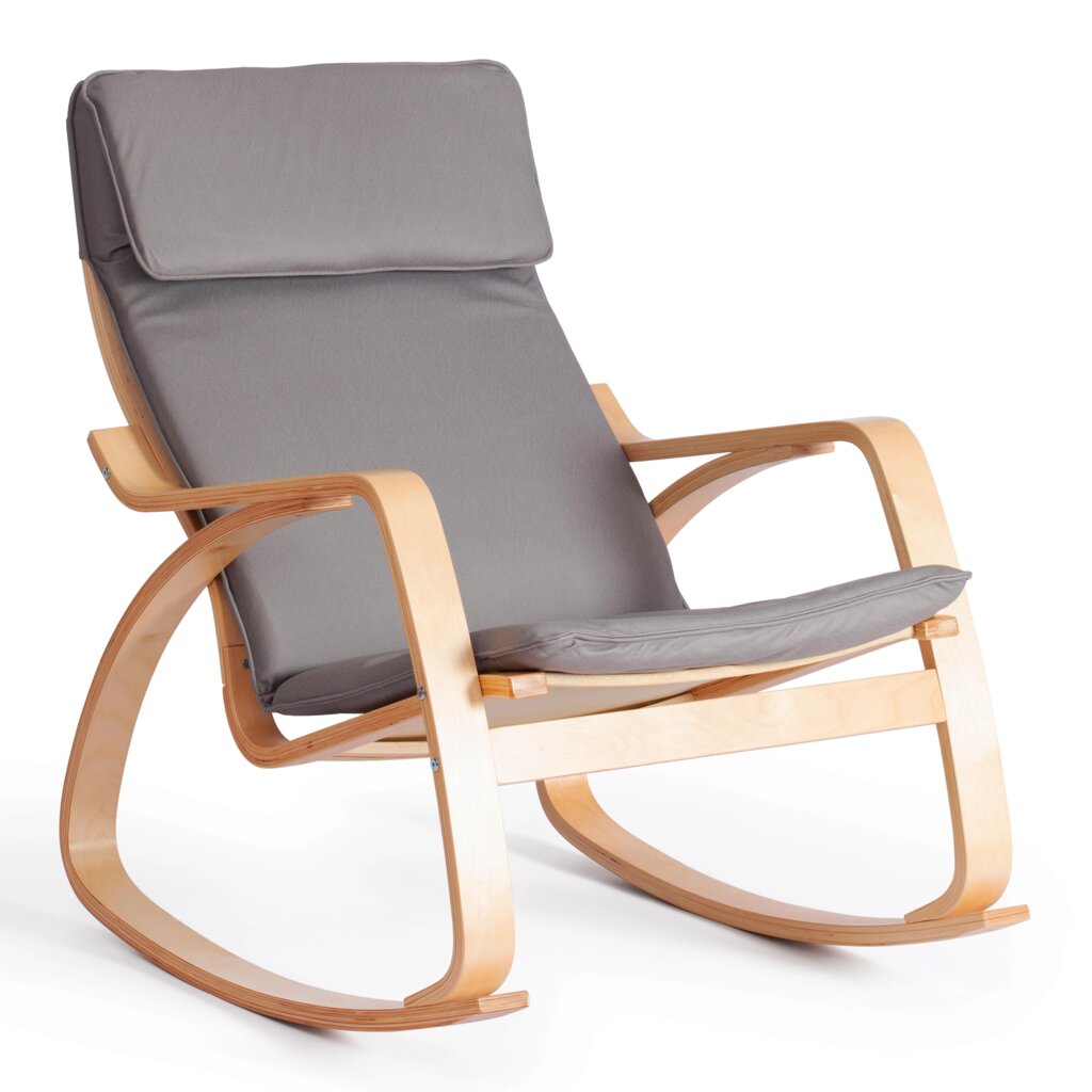 Кресло-качалка (mod. AX3005) (натуральный/ткань светло-серая) от компании Ассорти Мебель для ВСЕХ - фото 1